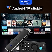 cheap TV Boxes-Mortal Android 14 TV Stick Full HD 4K 1080P WiFi 6 Google Voice NETFLIX Youtube Q8 BT5 24Fps Wireless Video Decode Media Player