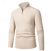 preiswerte Herrenpullover-Herren Pullover Pullover mit Viertelreißverschluss Strickpullover Zopfmuster Stricken Normale Oberteile Gestrickt Einfach Viertelreißverschluss Mode Lässig Urlaub Alltagskleidung Bekleidung Herbst