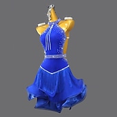 voordelige Latin danskleding-Latijns-Amerikaanse salsa dansjurk met kwastjes, damesvoorstelling, salsa dansjurk, mouwloos, rumba feest danskleding