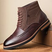 economico Stivaletti alla caviglia-Per uomo Stivali Camminata Vintage Casual Britannico Pelle PU Camoscio Confortevole Antiscivolo Caldo Allacciatura Nero Giallo Marrone Autunno Inverno
