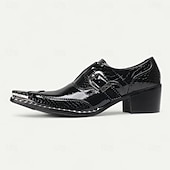 cheap Elemental Dress Shoes-Men's Black Glossy Monk Strap Shoes - Premium Cowhide Double Buckle Formal Shoes for Special Occasions and Fashion-Forward Events