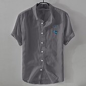economico Classico-Per uomo Camicia Camicia di lino Camicia Estiva Camicia da Spiaggia Camicia con Bottoni Albero di Cocco Vacanza Ferie Nero Bianco Rosa Blu Manica Corta Collo ripiegato Estate Abbigliamento