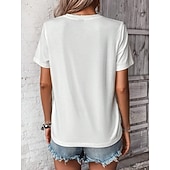  Independence Day Amerikkalainen Juhlapäivä Patriottinen Naisten T-paita Graafinen Lippu Kirjain Vintage Muoti Tyylikäs Lyhyet Hihat Pyöreä Kaula Päivittäinen Viikonloppu Printti Sininen Musta