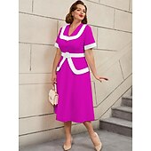 preiswerte Kleider-Retro Vintage 1950er Rockabilly Midlänge A-Linien-Kleid Ausgestelltes Kleid Übergröße Damen Urlaub Heimkehr Party &amp; Abend Erwachsene Kleid Frühling &amp; Sommer