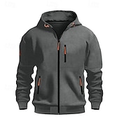 economico felpe con cappuccio da uomo di base-Per uomo Felpa con cappuccio Felpa con cappuccio a zip intera Nero Bianco Vino Blu marino Blu Reale Con Cappuccio Semplice Con zip Tasca Sport &amp; Outdoor Quotidiano Ferie Poliestere Streetwear