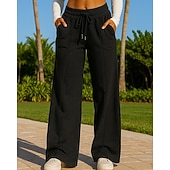 cheap Running Pants &amp; Tights-Women's Sweatpants Straight Leg Pants Jogging Pants Drawstring Pocket High Waist Bottoms Gym Athleisure Workout Spring Fall Moisture Wicking Breathable Gym Workout Outdoor Running Loose Fit Sportswear