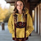 billiga Hoodies-Oktoberfest Lederhosen-tryck Dirndl-tryck Huvtröja Pullover Bayersk München Tyska Grafisk Till Par Herr Dam Vuxna Karnival Oktoberfest öl 3D-utskrift Fest Ledigt / vardag