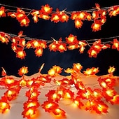 cheap Halloween Lights-Halloween Solar Pumpkin Maple Leaf Fairytale String Lights 6.5m 30LED Outdoor Waterproof Garden Lights Thanksgiving Halloween Party Atmosphere Home Balcony Terrace Yard Porch Decoration