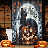 levne Halloween koupel-Halloweenský sprchový závěs s háčky, polyesterový, pratelný, voděodolný, vzorovaný, koupelnová vana, dekorace