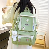 abordables Sacs à dos pour Enfants et Adolescents-Ensemble de sac à dos vert 5 en 1 pour filles avec de jolis accessoires – sac d&#039;école léger avec fourre-tout, trousse et pochette à cordon pour les adolescentes et un usage quotidien