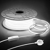 cheap LED Strip Lights-AC 220V COB LED Strip Lights Outdoor Waterproof IP65 White Super Bright 10W/M CRI 80 LED Rope Light With switch plug