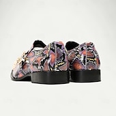 cheap Premium Leather Loafers-Men&#039;s Punk-Inspired Pink Python Print Monk Strap Shoes – Statement Dress Footwear for Stylish Men at Clubs and Special Occasions