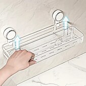 economico Rack di archiviazione-mensola da bagno con ventosa montata a parete, mensola impermeabile per cosmetici con drenaggio, perfetta per il bagno &amp;organizzazione della cucina