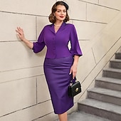 cheap Dresses-Retro Vintage 1950s 1960s Midi Two Pieces Set Pencil Skirt Peplum Top Plus Size Women&#039;s Formal Office / Career Party &amp; Evening Adults&#039; Dress Spring &amp; Summer