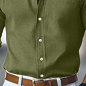 economico Casual da lavoro-Per uomo Camicia Camicia di lino Camicia Estiva Camicia da Spiaggia Camicia con Bottoni Semplice Vacanza Crociera Nero Rosa Verde Azzurro Manica Lunga Colletto Primavera &amp; Estate Tutte le stagioni