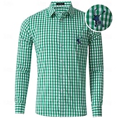 economico Camicie bavaresi-Oktoberfest Camicia in pelle di daino Quadri Stampa di cervo Bavarese Tedesco Prati Per uomo Carnevale Festa della birra Panno in stile tradizionale