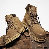 economico Stivali da lavoro-stivali da lavoro in pelle scamosciata color cuoio da uomo – stivaletti casual con lacci per l'escursionismo, il lavoro agricolo e l'uso quotidiano