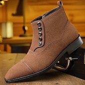 cheap Ankle Boots-Men&#039;s Beige Lace-Up Ankle Boots with Round Toe and Classic Stitching, Vintage Business-Casual Footwear for Office, Urban Walking and Smart Daily Outfits
