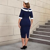 cheap Dresses-Retro Vintage 1950s 1960s Midi Pencil Dress Plus Size Fancy Dress Women's Formal Office / Career Party &amp; Evening Adults Dress Spring &amp; Summer