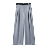 economico gamba larga e vita alta-Per donna Gamba larga Chinos Casual Lunghezza intera Naturale Semplice Gamba larga Comodo Traspirabilità Casual Quotidiano Vinaccia Nero 1 # Nero Verde militare Primavera Autunno Vestibilità comoda