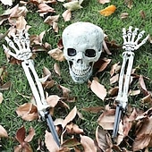 billiga Utomhusdekoration-Halloween-skelett, banbrytande dekorationsset, realistiska dödskalle- och armstöttor för utomhusträdgårdsdekor, läskigt Halloween-skelett-rekvisitakit