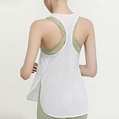 tanie Topy do jogi-Damskie Kamizelka do jogi Czołg Szybkie wysychanie Oddychający Bez rękawów Sport Jednokolorowe Top Dla Siłownia Obuwie sportowe Pilates Odzież sportowa