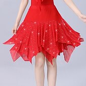 economico Abbigliamento balli latino-americani-gonna con frange per danza latina da donna – mezza gonna asimmetrica a vita alta per three-step, jitterbug &amp;abbigliamento da competizione/allenamento