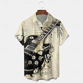 Per uomo Maestri del Consiglio Chitarra Strumento musicale Camicia Camicia Estiva Camicia con Bottoni Manica Corta Vintage Retrò All'aperto Vacanza Abbigliamento Quotidiano Estate Primavera Collo