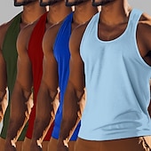 abordables Camisetas sin mangas de gimnasio-Hombre Camiseta sin mangas Chaleco Camisetas Interiores Camisa sin mangas Sin Mangas Cuello redondo Cuchara Verano Color sólido Plano Moda Básico Clásico 4 Piezas Calle Casual Deportes A B C Camiseta