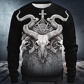 economico Gotico &amp; Teschio-Halloween Per uomo Diavolo Mietitrice Felpa Maglia Felpa con cappuccio Girocollo Punk Stampa 3D Vacanza Ferie Nero 1 Nero Girocollo 3D Grafico Autunno Tutte le stagioni progettista