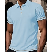 preiswerte Klassisches Poloshirt für Herren-Herren Golfshirt Golf Poloshirts Arbeit Lässig Revers Kurzarm Basic Modern Einfach Knöpfe Jacquard Sommer Frühling Normale Passform Schwarz Weiß Marineblau Blau Dunkelgray Hellblau Golfshirt