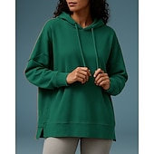 abordables Sudadera &amp; Sweatshirt-Mujer Tops casuales Sudadera con capucha Sudaderas Bolsillo Manga Larga Camiseta Ropa Deportiva Color sólido Protección Solar Resistente al Viento Senderismo Rutina de ejercicio De Deporte Ropa de