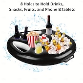 cheap Outdoor Activity-Inflatable PVC Floating Bar for Pool Parties - Multi-Hole Cup Holder &amp; Snack Tray Durable Black Drink Station for Outdoor Swimming Events Inflatable Pool Float Summer Party Essentials