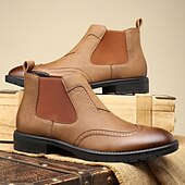 abordables Bottes de Chelsea-Homme Bottes Bottes Chelsea Marche ancien Occasionnel Britannique Cuir PU Confortable Antidérapant Chaud Bottines Mocassin Noir Marron Kaki Automne Hiver