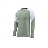 abordables Tapas-Hombre Camiseta de rendimiento Camiseta deportiva Manga Larga Cuello Barco Camiseta Al aire libre Secado rápido Reductor del Sudor antiolor Transpirable Poliéster Retazos Rosa Azul Azul cielo Tenis