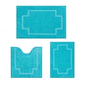 levne Sada 3 ks koupelnových koberců-obdélníkový 3/5&quot; (1,5 cm) Rohožky na stroji Polyester Non Skid Klasické Pevná barva