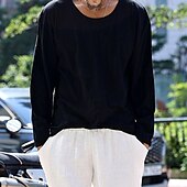 abordables t-shirts de base-Homme T-shirt Chemise à Manches Longues manche longue Col ras du cou Printemps Automne Uni Mode Designer Basique Classique Vacances Rue Sortir Noir Blanche Bleu T-shirt haut de gamme pour homme