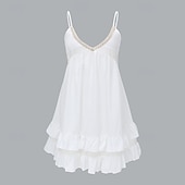billiga Bohemklänningar-Dam Mini klänning Sommarklänning Slipklänning Boho-klänning Västerländsk klänning Mode Klassisk Modern Utomhus Semester Helgdag Normal Slät Ärmlös Smala axelband Beige Sommar