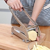 billige Kjøkkenutstyr og -redskap-Pommes frites potetgullkutter multifunksjonell grønnsaksskjærer i rustfritt stål for hjemmekjøkken enkelt stripeskjæreverktøy for poteter, agurker og andre grønnsaker praktisk bruk