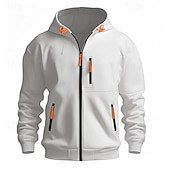 economico felpe con cappuccio da uomo di base-Per uomo Felpa con cappuccio Felpa con cappuccio a zip intera Nero Bianco Vino Blu marino Blu Reale Con Cappuccio Semplice Con zip Tasca Sport &amp; Outdoor Quotidiano Ferie Poliestere Streetwear