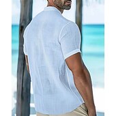 economico Camicie Popover da Uomo-Per uomo Camicia Camicia popover Camicia Estiva Camicia casual Camicia da Spiaggia Bianco Rosa Azzurro cielo Manica Corta Semplice Colletto alla coreana Vacanza Camicia hawaiana Tasca Abbigliamento