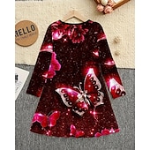 preiswerte 3D Schmetterlingskleid-Mädchen&#039; 3D Schmetterling Kleid Langarm Sommer Frühling Urlaub Täglich Ferien Prinzessin Schön Süß Kinder 4-12 Jahre Freizeitkleid A Linie Kleid Knielang Normale Passform