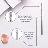 お買い得  パーソナルケアと健康-耳垢クリーナーツールセット ステンレススチール製耳かきキット スパイラルスプリングチップ付き 6個の再利用可能な耳掃除ツールで安全な家庭での耳のケア
