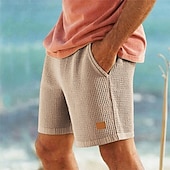 baratos Calções Estilo Casual-Homens Calções Waffle Calção Shorts de verão Shorts casuais Bolsos Cintura elástica Com Cordão Tecido Conforto Respirável Curto Ao ar livre Férias Desporto Casual Preto Branco