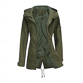 economico giacca attiva-Per donna Cappotto Impermeabile Confortevole Cerniera completa Coulisse Moda Stile da Strada Semplice All&#039;aperto Casual Quotidiano Lungo Con Cappuccio Vestibilità regolare Manica Lunga Capispalla