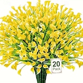 economico Piante e Fiori Artificiali-Confezione da 20 gigli artificiali Kara da esterno, fiori finti in plastica con protezione UV per giardino, veranda, cortile, ufficio, cornice di finestre, scrivania e decorazione per la casa –