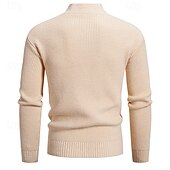 preiswerte Herrenpullover-Herren Pullover Strickpullover Gerippt Stricken Normale Oberteile Tasche Gestrickt Einfach Stehkragen Mode Basic Urlaub Alltagskleidung Bekleidung Herbst Winter Schwarz Wein M L XL