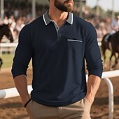 preiswerte Klassisches Poloshirt für Herren-Herren Golfshirt Golf Poloshirts Arbeit Lässig Revers Kurzarm Basic Modern Farbblock Knöpfe Frühling Herbst Normale Passform Aprikose Schwarz Weiß Gelb Rote Marineblau Golfshirt