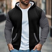 economico felpe in pile-Per uomo Felpa con cappuccio e zip Felpa con zip Felpa con cappuccio in pile Nero Rosso Blu marino Grigio Con Cappuccio Colletto Mao Semplice Con zip Tasca Frontale Sport &amp; Outdoor Casuale Quotidiano