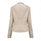 economico Giacche in finta pelle-Per donna Giacca in Ecopelle Confortevole Tasca Cerniera completa Moda Stile da Strada Semplice All&#039;aperto Casual Quotidiano Regolare Collo alla coreana Vestibilità regolare Manica Lunga Capispalla